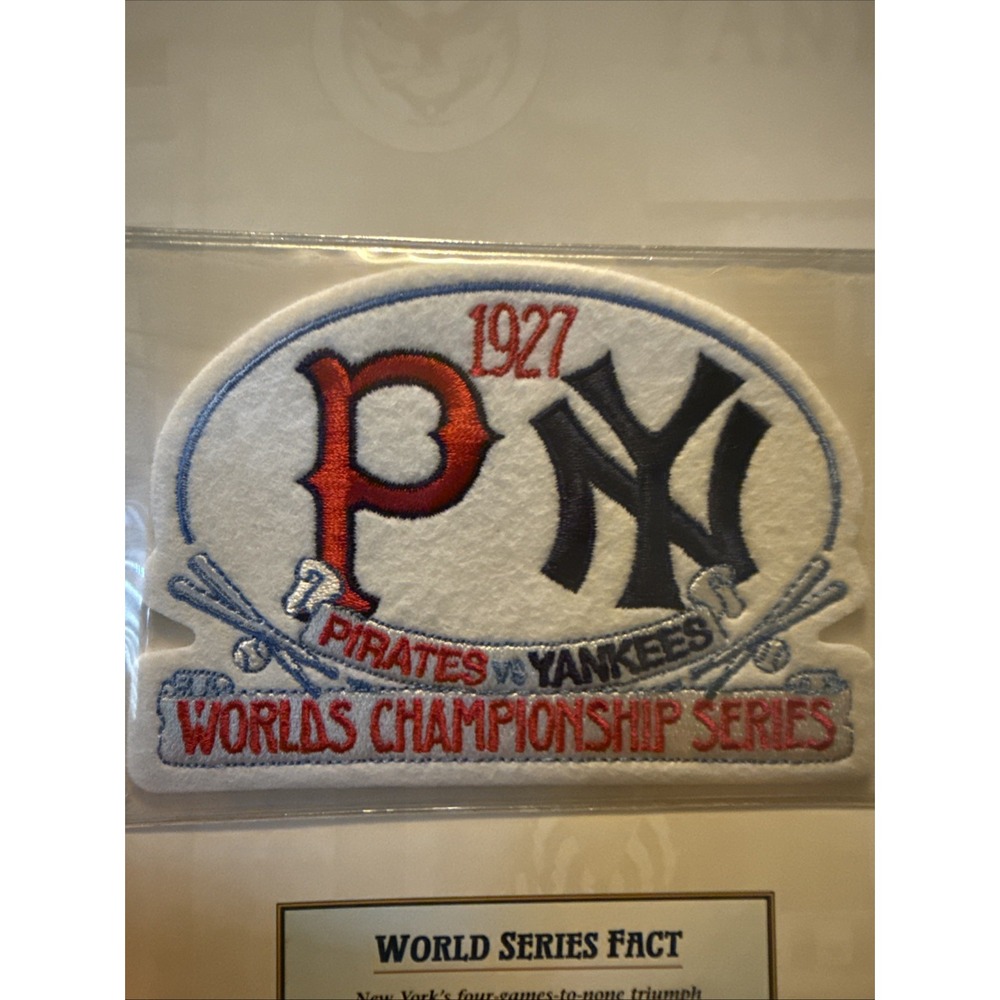 1927 WORLD SERIES PATCH CARD & Facts Willabee & Ward NEW YORK YANKEES vs Pirates